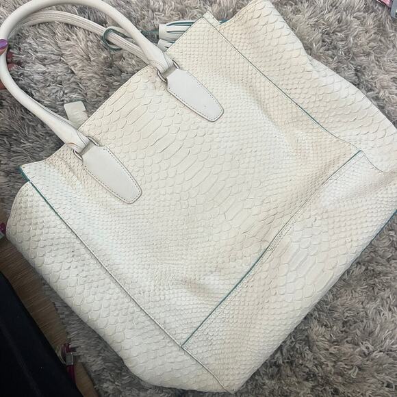 Coach $900 Legacy Python North South Tanner Tote Chalk White Handbag 23416 - Picture 7 of 12